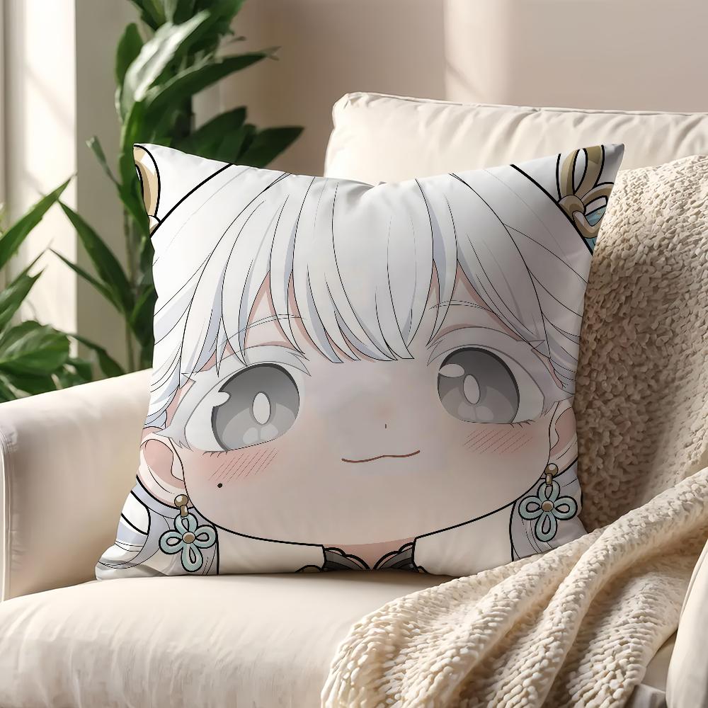 Game Wuthering Waves face Q-version cushion cover Pillow Cover Decoration Room Home Sofa living Office Car Nordic Simplicity