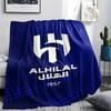 1Pc Al-Hilal Saudi Football Club Print Flannel Blanket High Quality Warm Comfortable Cover for All Seasons Perfect for Gifts Home Decor