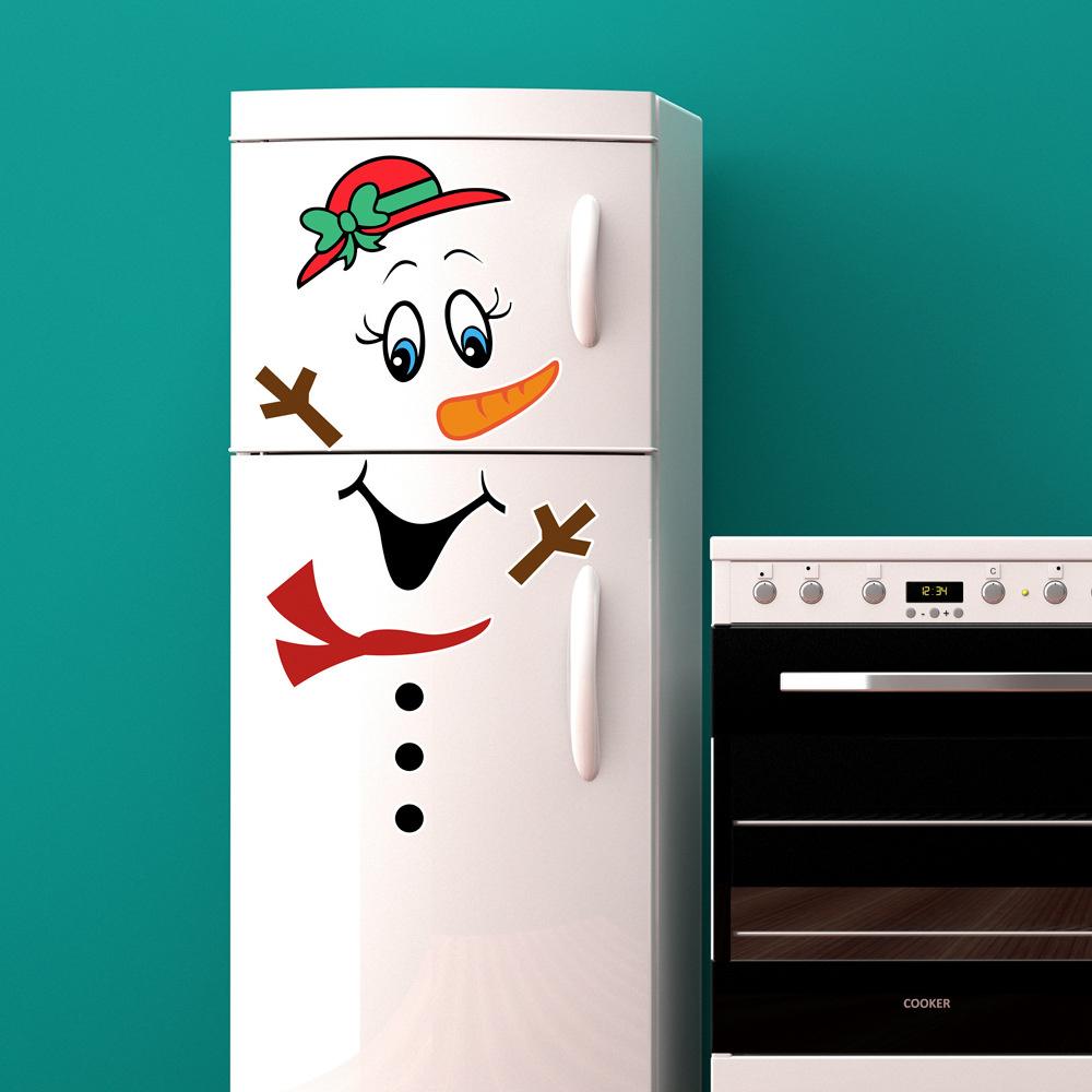 Magnetic refrigerator stickers with snowman image for Christmas. christmas decoration.