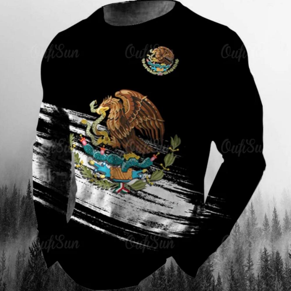 T-shirts à la mode avec drapeau mexicain, imprimé 3D, pour hommes et femmes, à manches longues, streetwear, surdimensionné, Harajuku, pour enfants