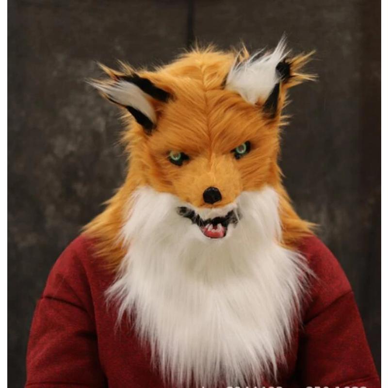 Plush Fox Mask Mouth Can Be Opened and Performed Props 1PCS