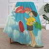 Blanket Plush Nap P-Ponyo Sofa Anime Rug for Living Room Warm Cute Office Bedroom Film Kawaii Birthday Home Travel Kid Gifts
