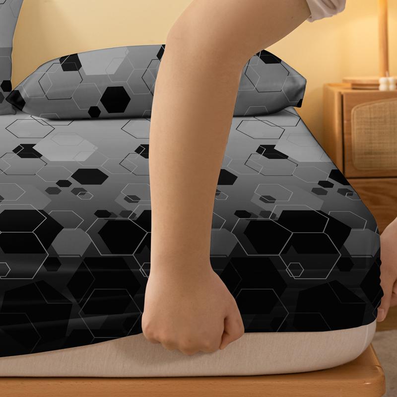 1 Piece Of Stacked Hexagonal Pattern Frosted Bedsheet, Bedroom Printed Bedspread, Bedding (Excluding Pillowcases)