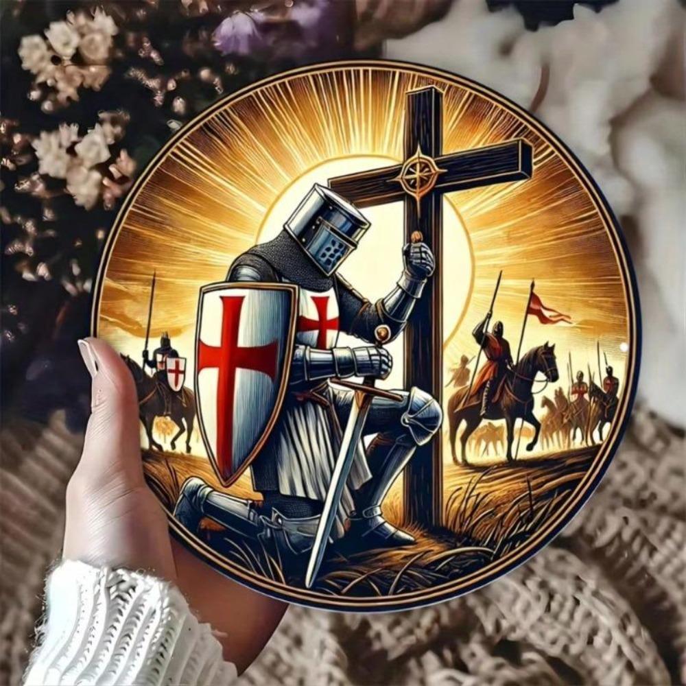 Croce Crociata Metallo Arte da Parete Segno Vintage Cavaliere Templare Decorazione Casa