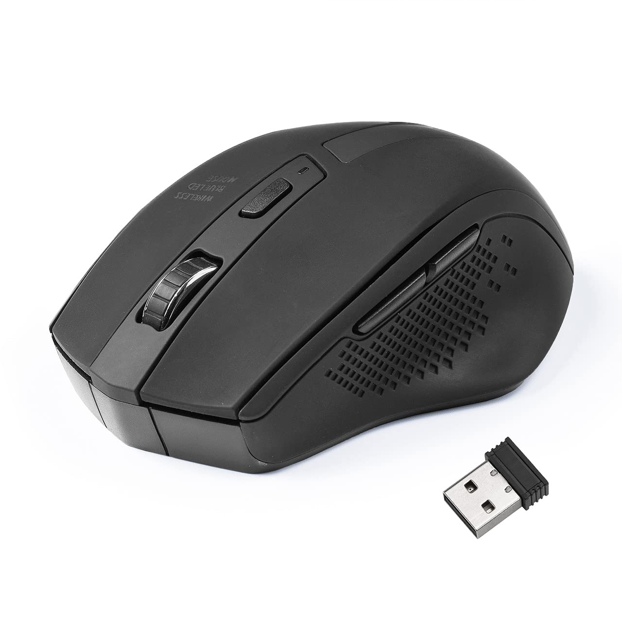 

E-Supply Wireless Mouse, Quiet, 2.4G, Ergonomic, Blue LED, 5 Buttons, DPI Switch, 10001600, Medium, Black (EZ4-MAW154BK)