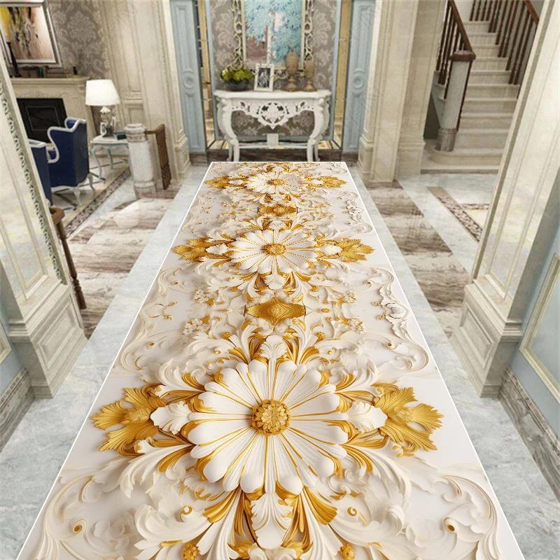 Luxusní koberec v evropském stylu do dlouhé chodby, protiskluzový, na schodiště, bytový dekor, běhoun, přizpůsobitelný, koberec do uličky, kuchyňská rohožka, na míru