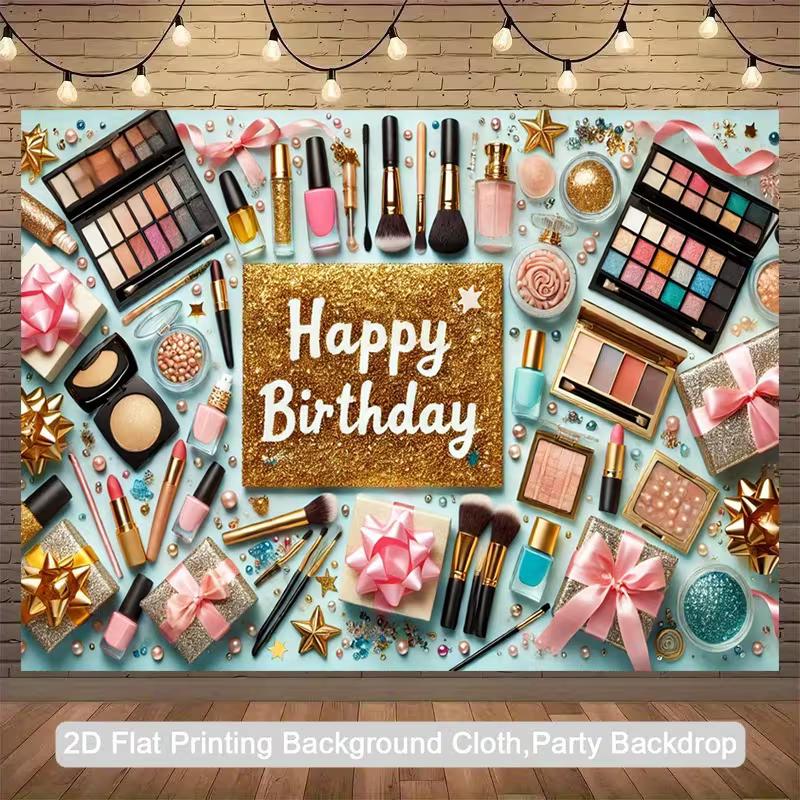 2D Happy Birthday Makeup Backdrop Cosmetic Party Photography Background