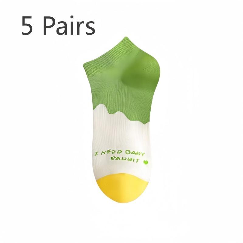 

5 Pairs of Women s Spring and Autumn Style Thin Cotton Deodorant Socks 5 Pairs зелёный
