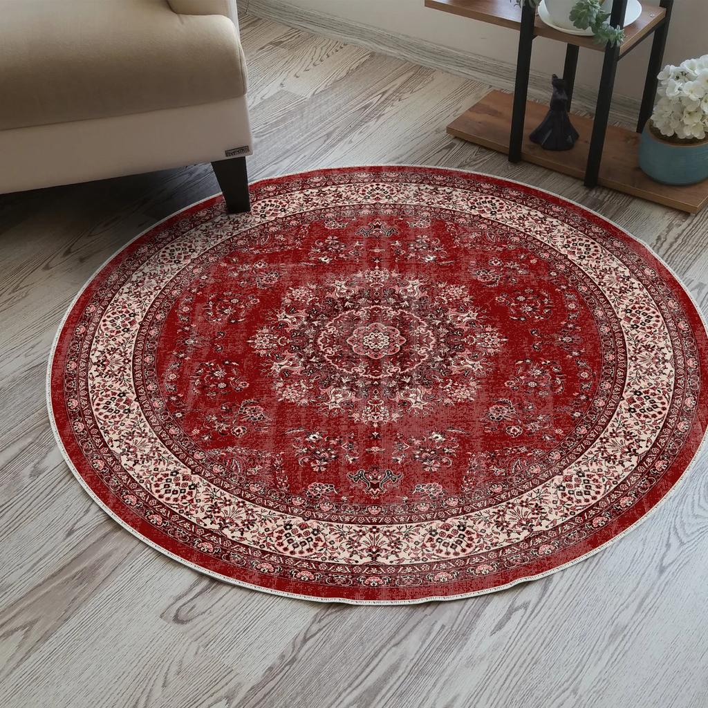 Vintage Bohemian Style Circular Carpet Living Room Bedroom Vintage Ethnic Style Decorative Carpet Home High-end Decorative Rug