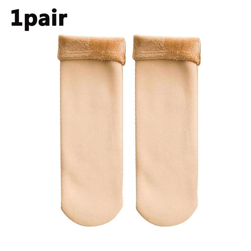 Winter Warm Solid Women Socks Thicken Thermal Socks Wool Cashmere Black Skin Seamless Snow Sock Velvet Unisex Socks