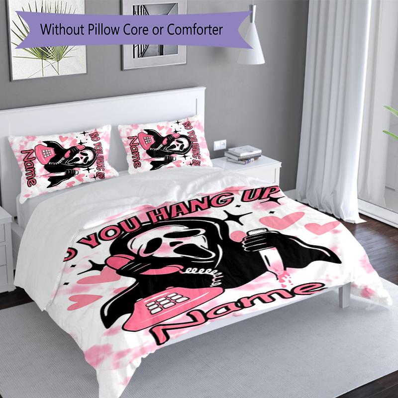 3pcs Custom Name Ghostface Set,Includes 1 Duvet Cover and 2 Pillowcases,All-season Bedroom Decor