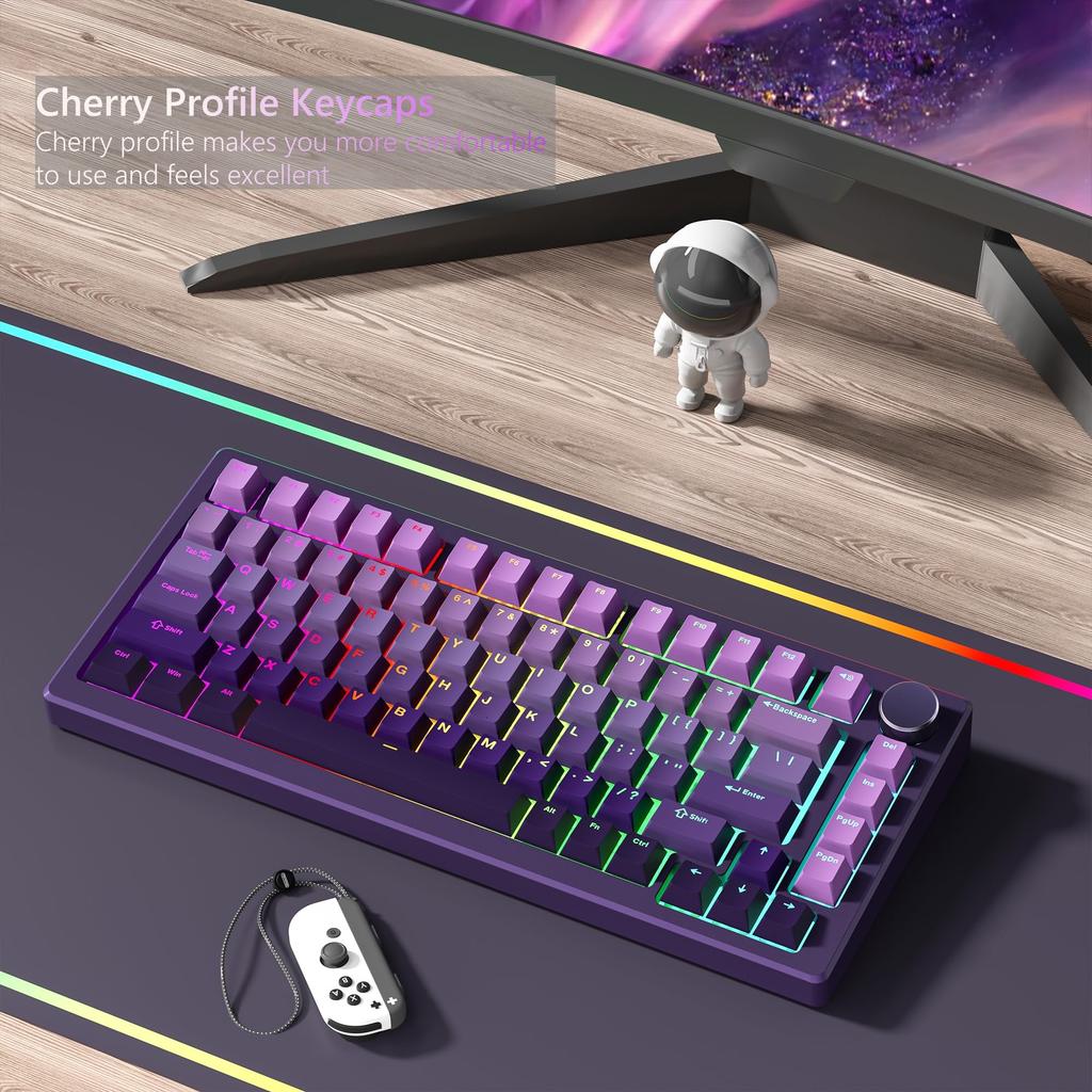 Xiaomi 134 Key Custom Lavender Purple Double Shot Keycaps Shine Through PBT Keycaps for Cherry Gateron MX Switches Mechanical Keyboards