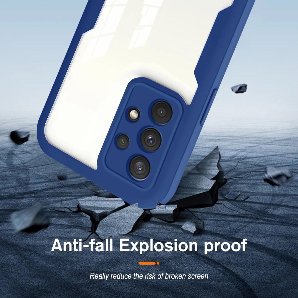 Lyxigt 360 Helskärmsskyddsfodral För Samsung Galaxy A54 A53 5G A34 A13 A52 A33 A51 A12 A52S A71 A32 Mjukt Silikon Stötfångarfodral