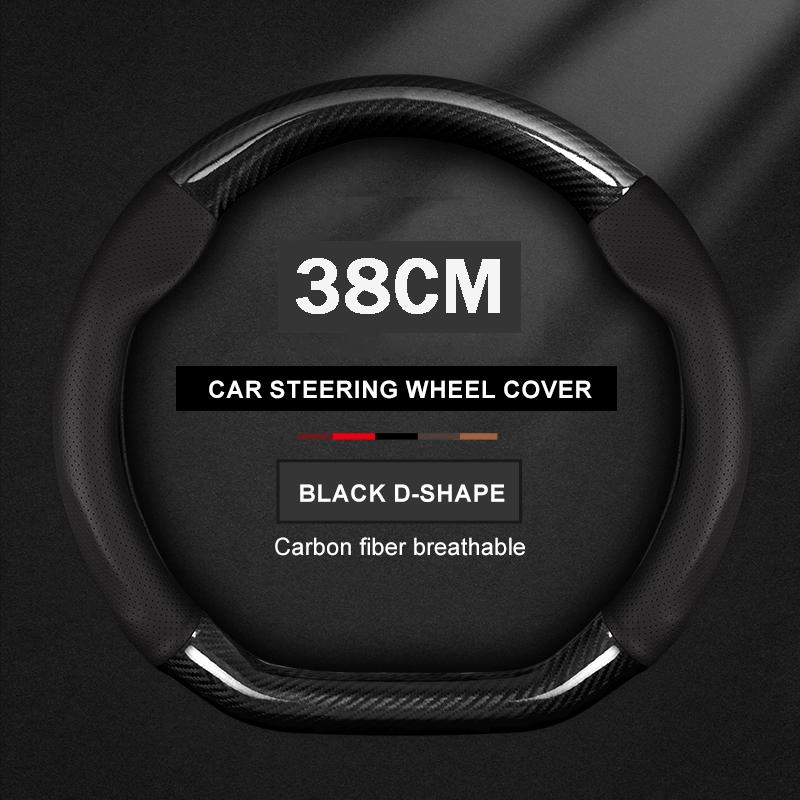 For Hyundai I30 I20 I10 Tucson Elantra Avante Kona Ix35 Ix25 Grand Elantra Solaris Carbon Fiber Leather Car Steering Wheel Cover