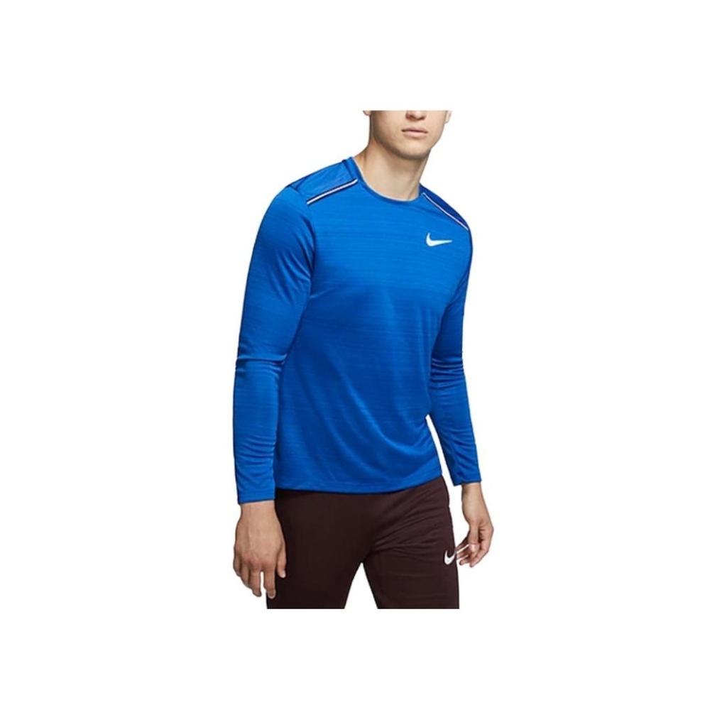 Nike Round Neck Long Sleeve Printed Logo T-Shirt Men Tops Blue AJ7569-438