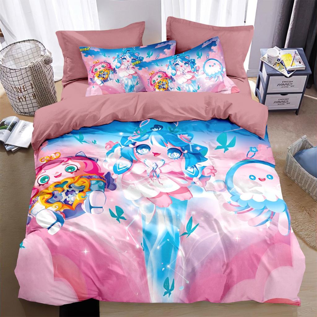 Spiel Eggy Party Bettwäsche-Set Cartoon Eggy 3D-Druck Bettbezug, Spiel-Thema Kinderzimmer Dekorations-Set