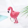 Cartoon Flamingo LED Flashlight Sound Keychain Key Ring Bag Hanging Pendant Gift