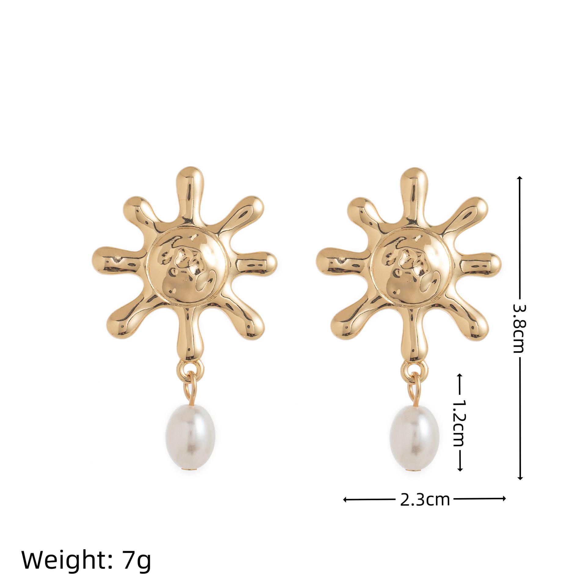 Retro Sun Moon Star Heart Earrings: 18K Gold Plated, European & American Design