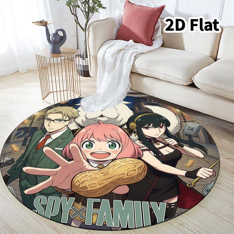 Spy Family Round Area Rug Carpet Rug For Living Room Bedroom Sofa Playroom Decor Nonslip Floor Mat