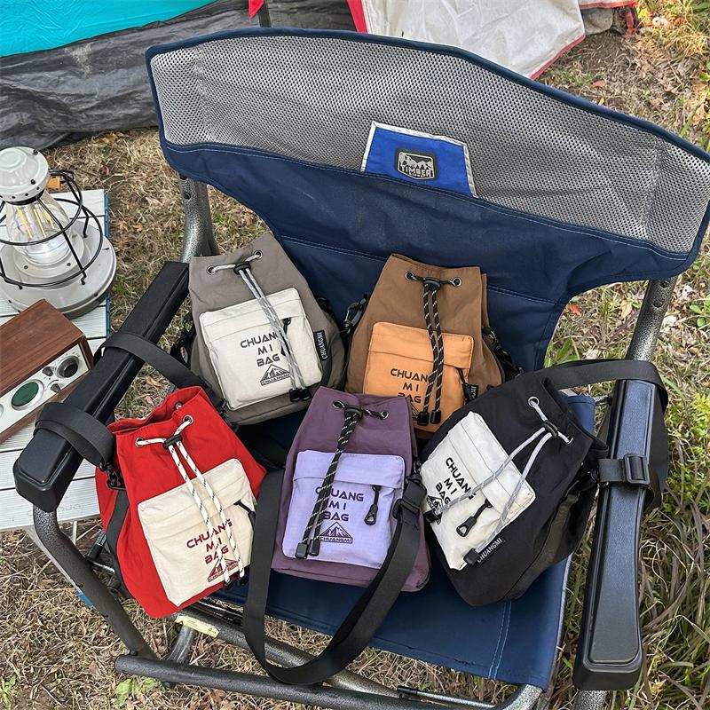 Shoulder Bag Unisex Drawstring Beveled Mobile Phone Bag Outdoor Messenger Bag
