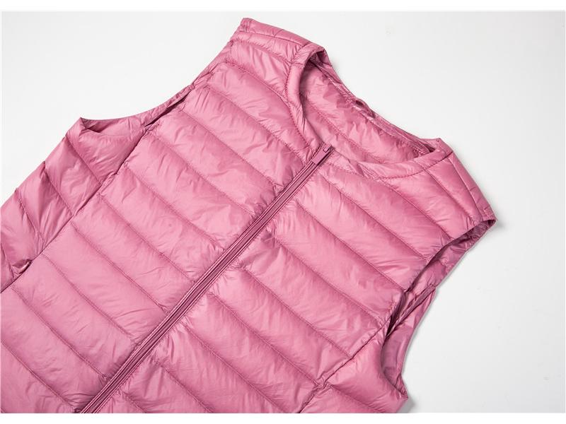 Women's Out-of-Season Korean Down Jacket - Slim Fit, Round Neck, Mid-Length, Zippered Winter Vest