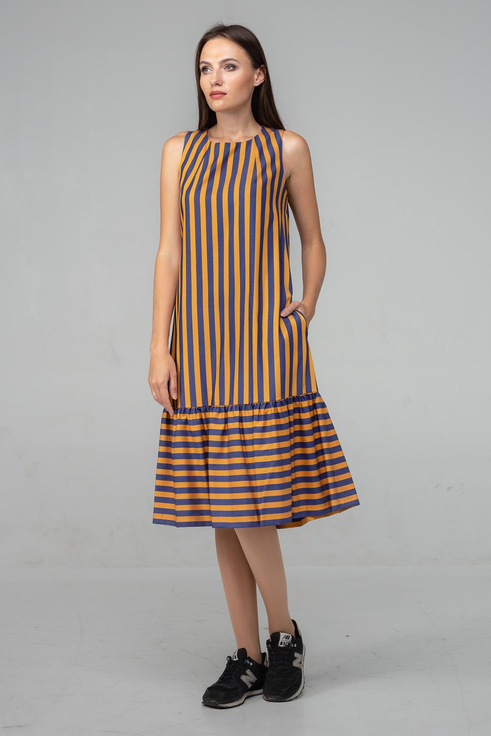 

Літній сарафан у товсту смужку різні кольори 40 midnight синього кольору/жовтий