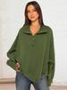 Streetwear Women Loose Fit Lantern Sleeve Hoodie With Button Details For Fall 2024