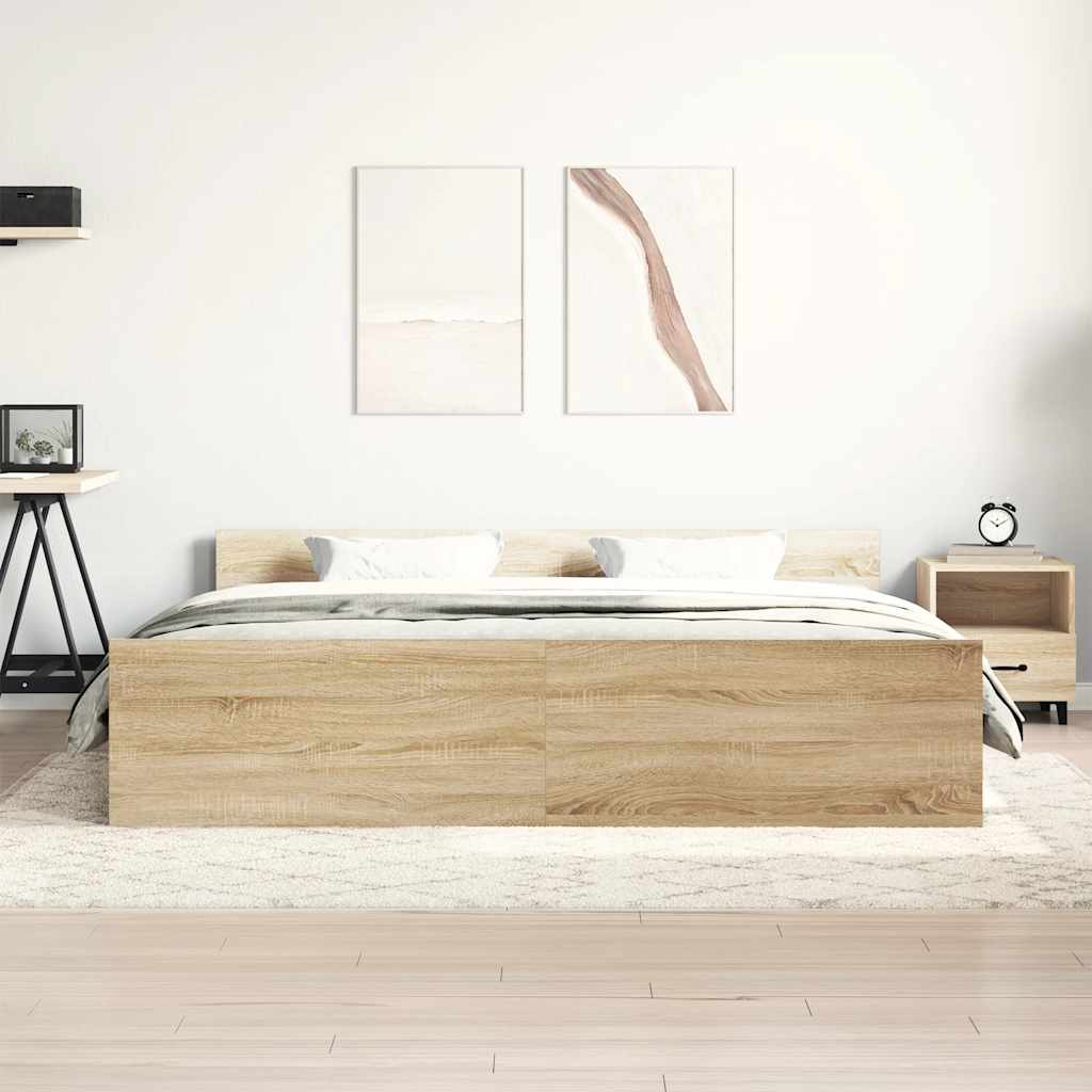 Bettgestell mit Kopf- und Fußteil Sonoma Eiche 200x200 cm