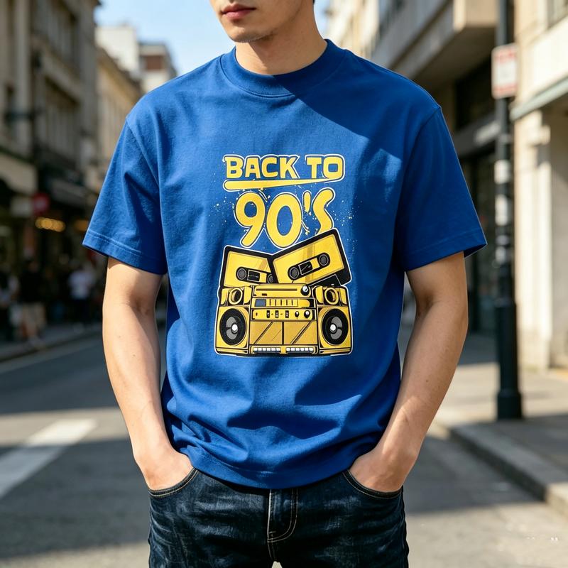 Back To 90s Retro Boombox Cassette Tape Graphic T Shirt Unisex Unisex Cotton Short Sleeve Tee Hip Hop Casual Summer Gift For 90s