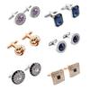 1 Pair Cufflinks Polished Smooth Surface Rhinestones Inlaid Round Shape Men Suit Shirt Cufflinks Shirt Button Replacement