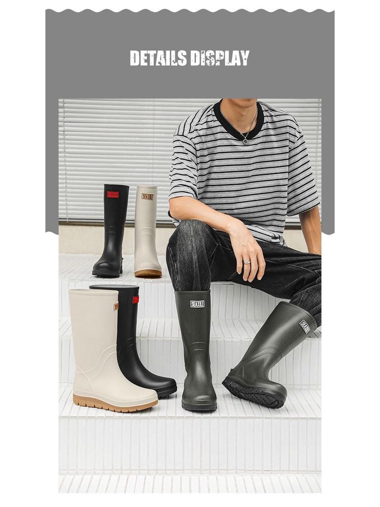Herren High-Top Wasserdichte Rutschfeste Arbeitsstiefel: Strapazierfähige Gummistiefel für Angeln und Bauwesen