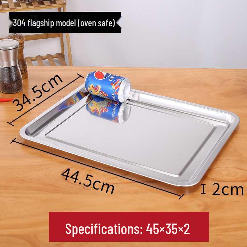 304 Stainless Steel Rectangular Tray for Steamed Fish, Rice, Chee Cheong Fun, and Baking