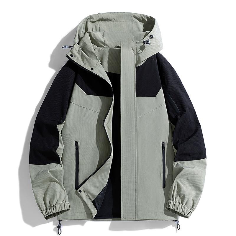 Men's hooded color-blocked jacket trendy spring and autumn new casual ruffian couple pilot staff jacket