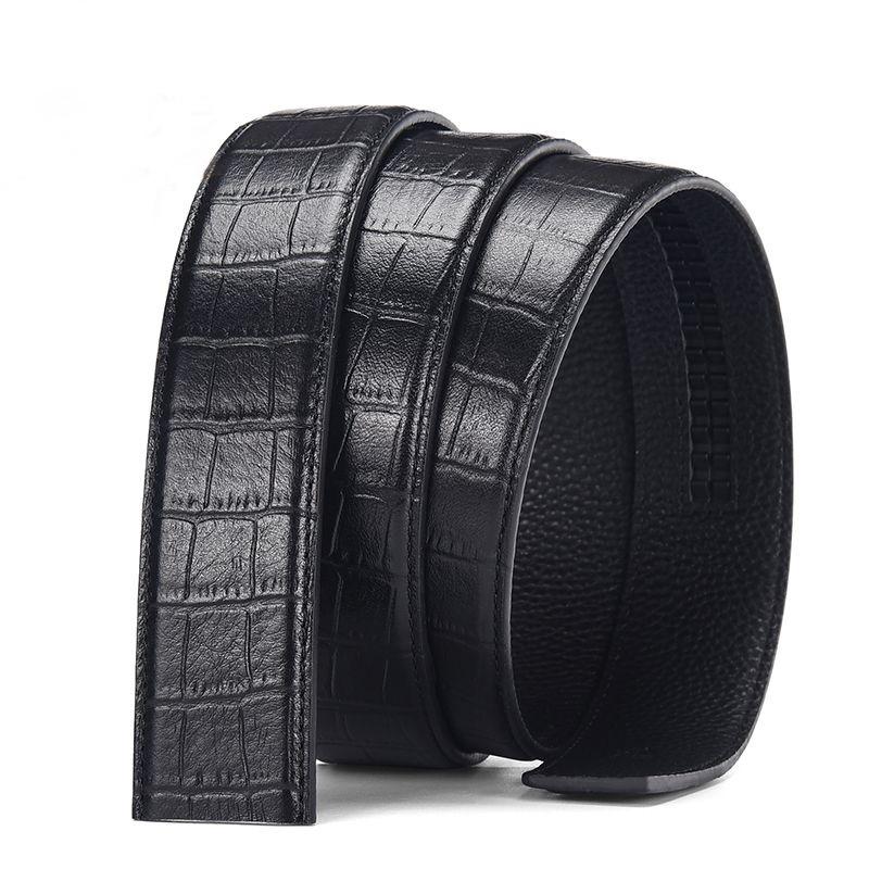 Men'S Headless Alligator Pattern Automatic Buckle Belt Casual Belt Strip Bare Business Double Card Slot Belt