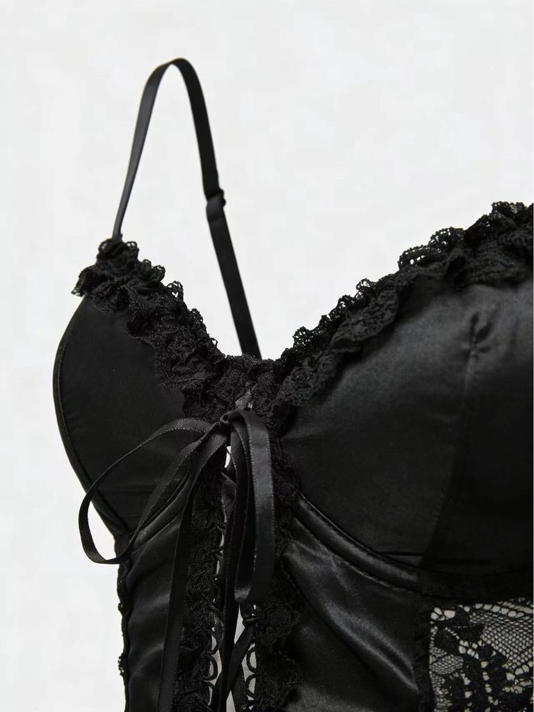 Gothic Satin Lace Bustier Camisole Top