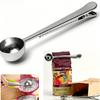 2-in-1 Multifunction Stainless Steel Coffee Scoop with Clip Coffee Tea Measuring Scoop 1Cup Ground Coffee Measuring Scoop Spoons