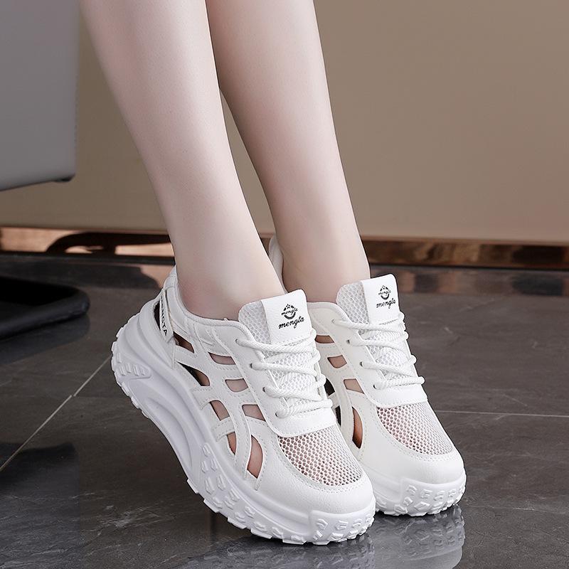 Summer new retro breathable dad sneakers women s mesh hollow platform sandals XMSH 35