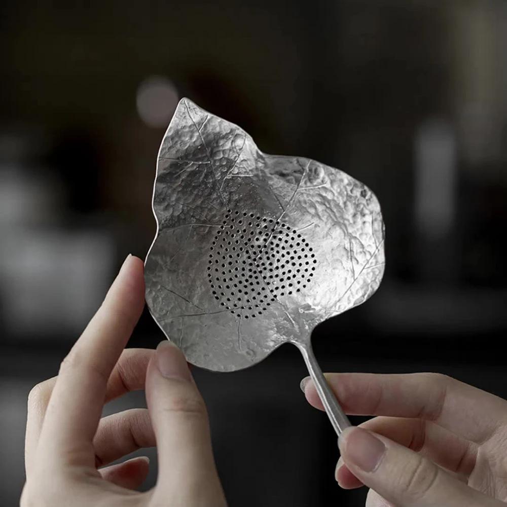Stříbrné sítko na čaj Listy Bodhi Čistý cín Kreativní čajové filtry Spravedlivý šálek Kreativní listové sítko na čaj Doplňky pro čajový obřad