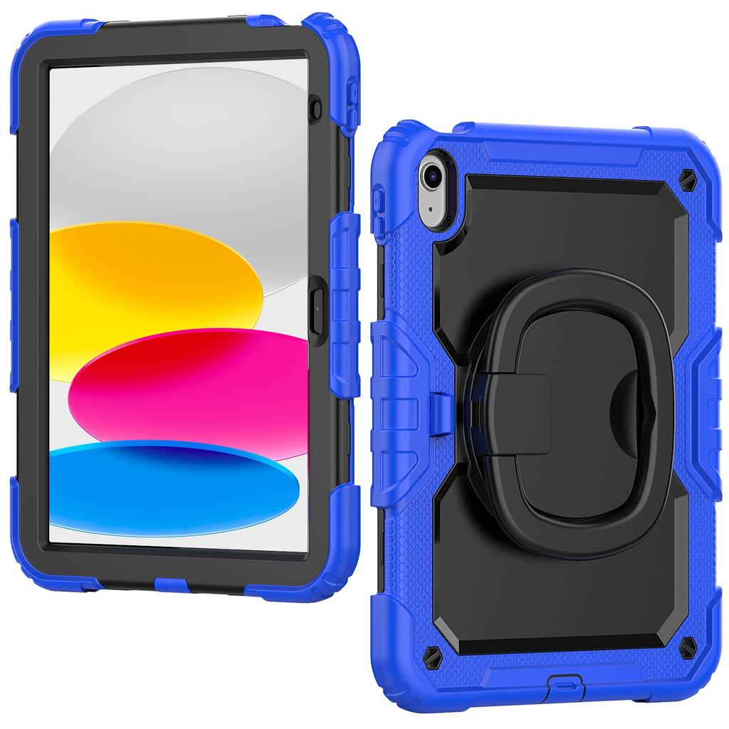 For iPad 10th 10.9 2026, Military Grade Shockproof Protective Silicone Cover 360 Folding Handle Grip + Handle Shoulder Strap