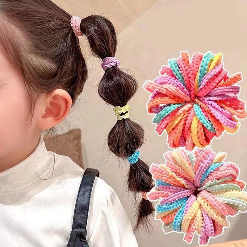 50pcs Girls Candy Color Hair Ties Elastic Hair Band Baby Cute Trendy Comfortable Headwear Hair Ties Kid Hair Accessories