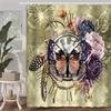1Pc Butterfly Shower Curtain, Vintage Flower Butterfly Shower Curtain, Vintage Floral Art Style Bathroom Curtain Decoration Set