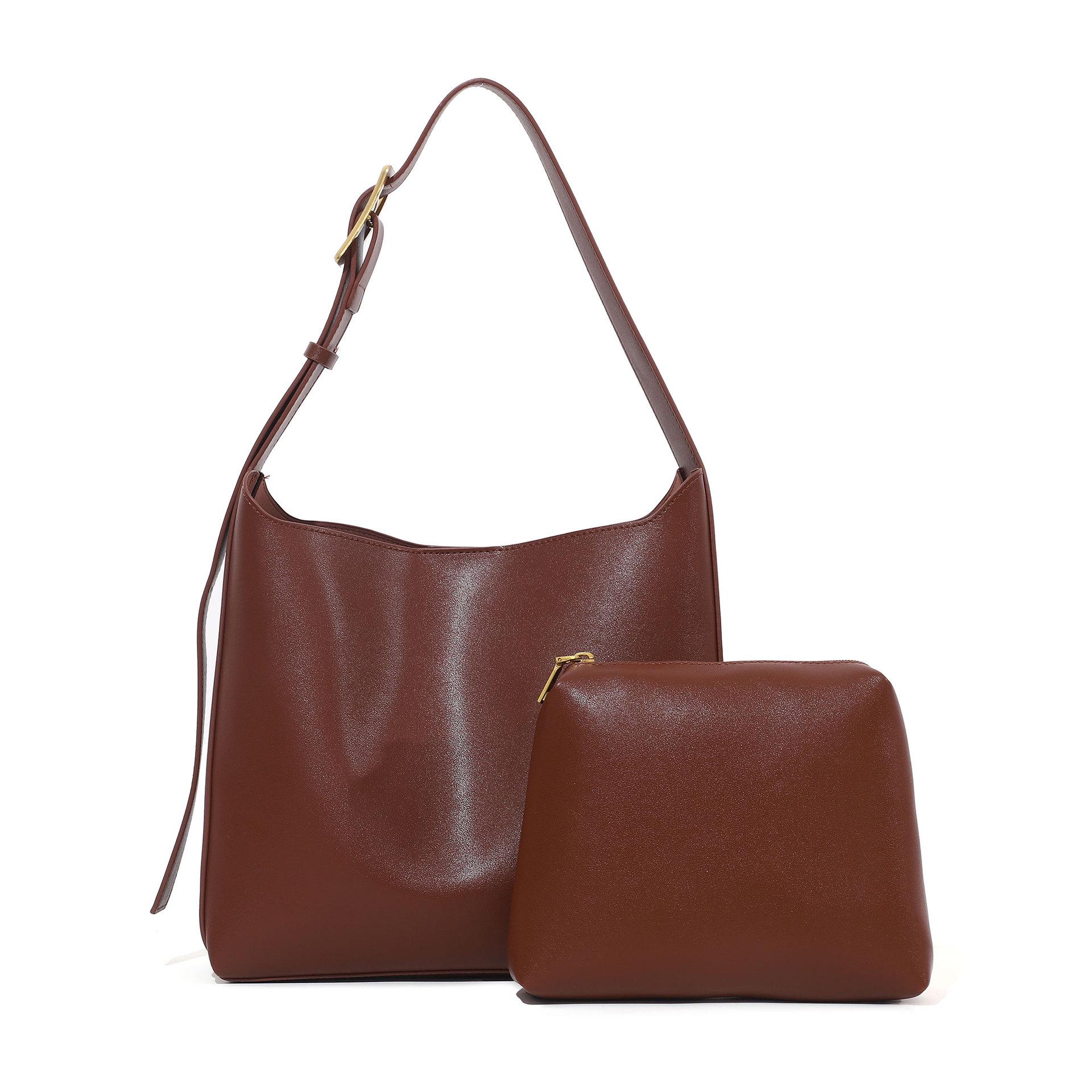 

Versatile Large Capacity Mother-Child Tote Bag for Women 35cm x 13cm x 33cm темно-коричневого кольору