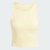 Adidas Originals Solid Slim Fit Ribbed Crew Neck Tank Top Women Tops Yellow IY9650