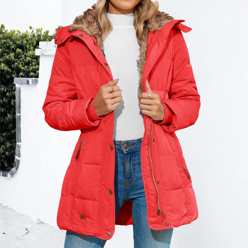 Women's Solid Color Hooded Acket Cotton Jacket