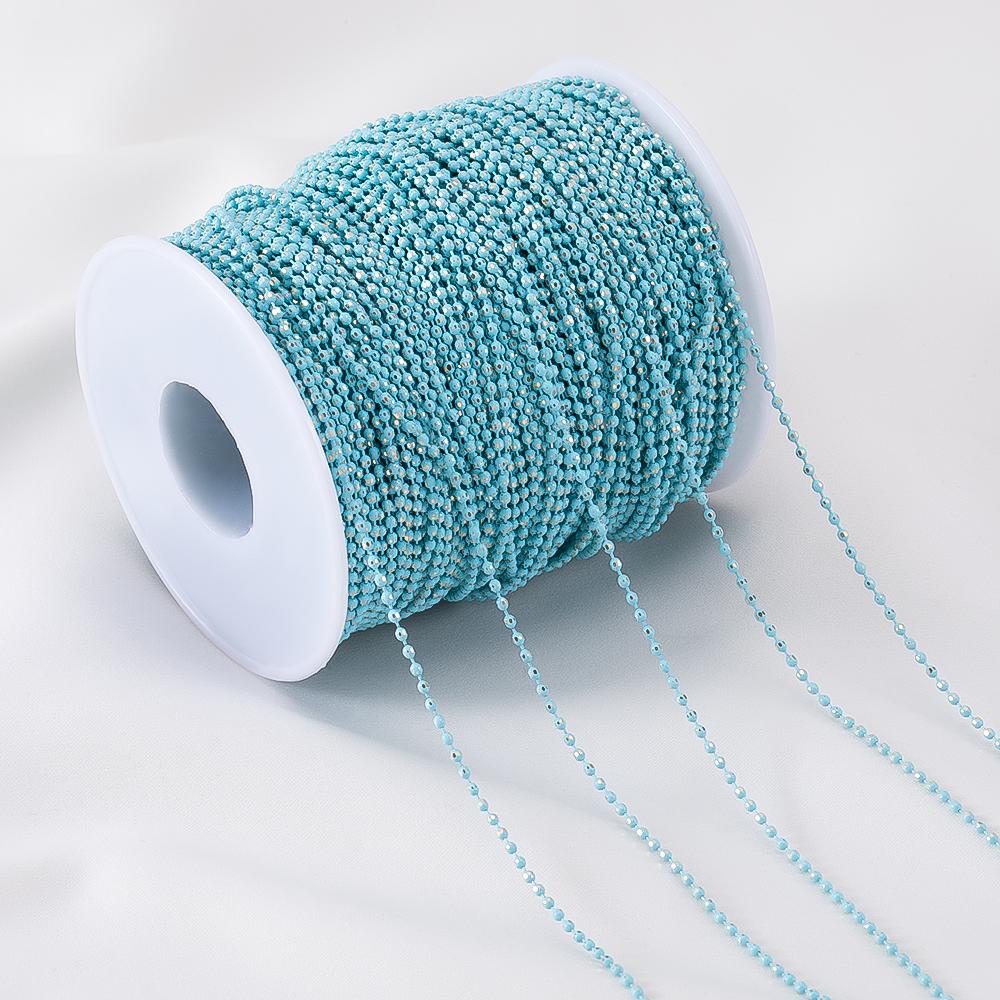 

5Meter 1Meter Enamel Ball Bead Chain 1.5mm Copper Beaded Chains for Bracelet Necklace Clothing Accessories DIY Jewelry Findings 1meter синий