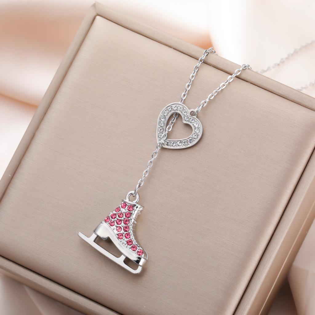 Sweet Candy Colored Alloy Skating Charm Necklace Featuring Crystals for Fashion Appeal