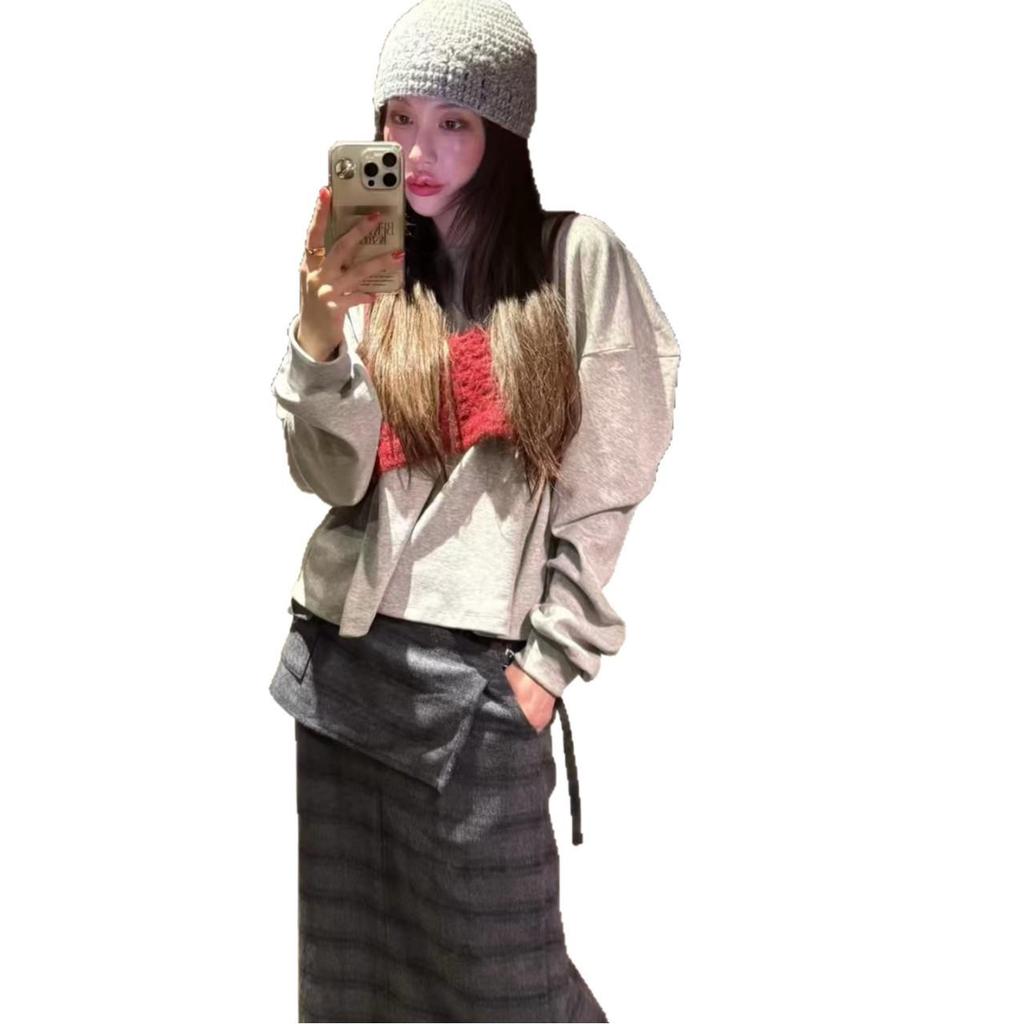2026 Korean Style Spring T-shirt & Knit Camisole Two-Piece Women's Set