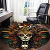 1pc Day of the Dead, Skull Office Round Area Rug, Under Office Chairs Bedroom Living Room Home Decor, Room Deco