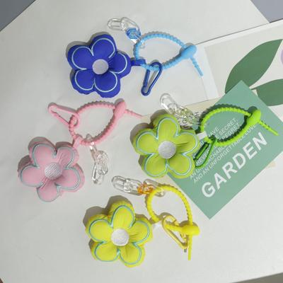 Natural Style Floral Fabric Keychain: Cute Color Block Flower Pendant for Women’s Car Keys or Bags