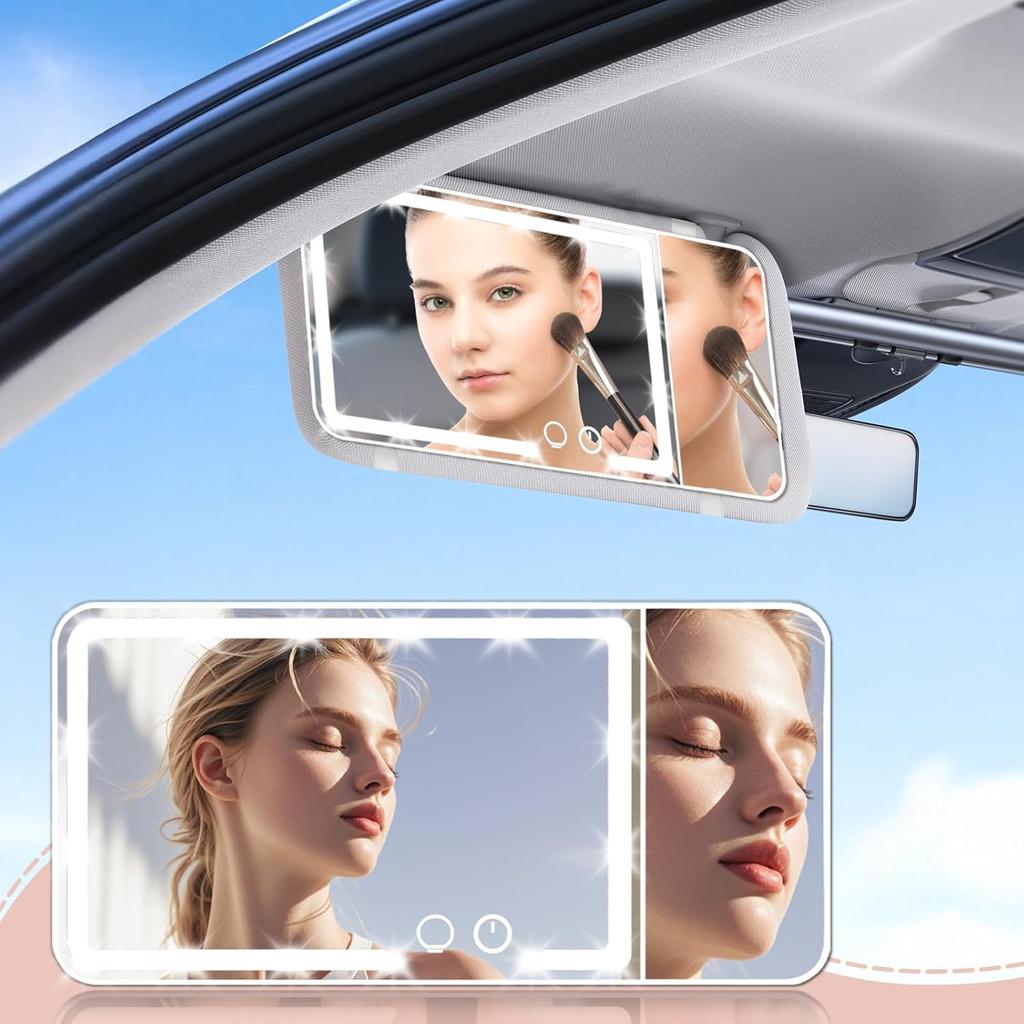 Led Car Sun Visor Vanity Mirror Upgraded Large Vanity Makeup Universal Rear View Mirror for Car Visor